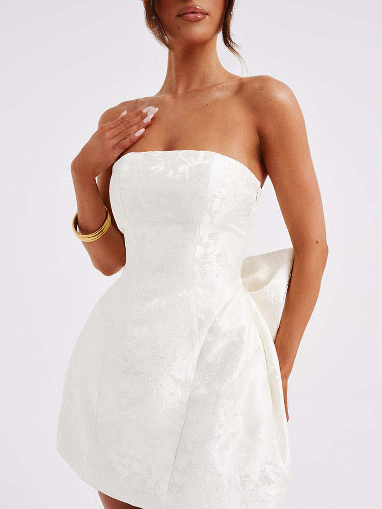 Robe Mini à Nœud Jacquard Amelia