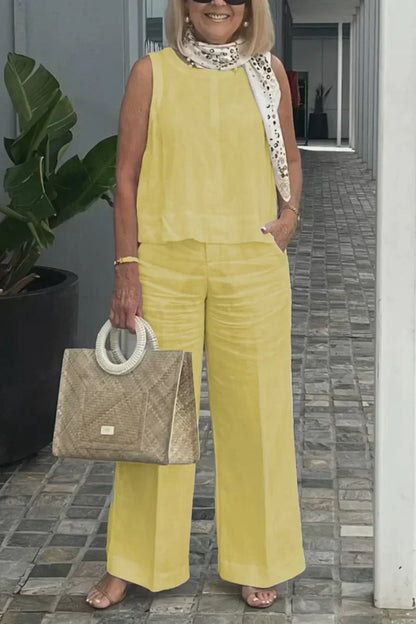 ZURI – COSTUME SANS MANCHES EN COTON ET LIN