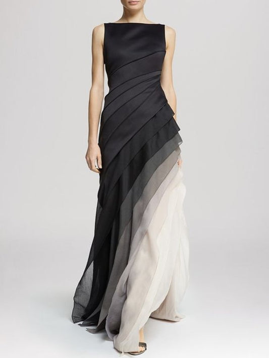 Robe de Soirée Sans manches superposé pour femme | Maxi
