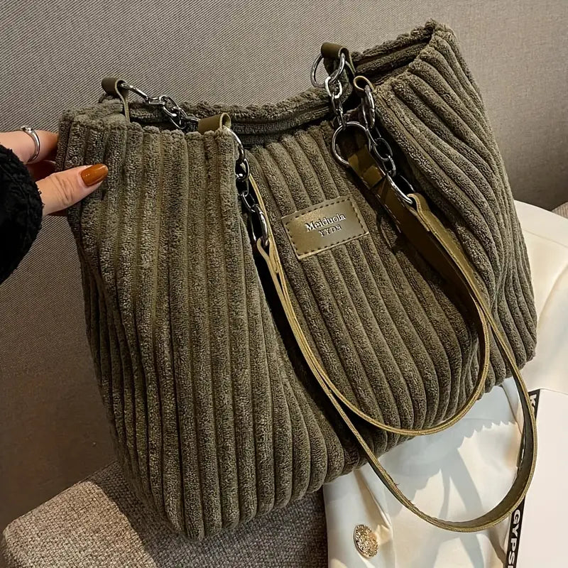 Onyx - Sac à Bandoulière en Velours Côtelé de Grande Capacité