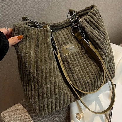 Onyx - Sac à Bandoulière en Velours Côtelé de Grande Capacité