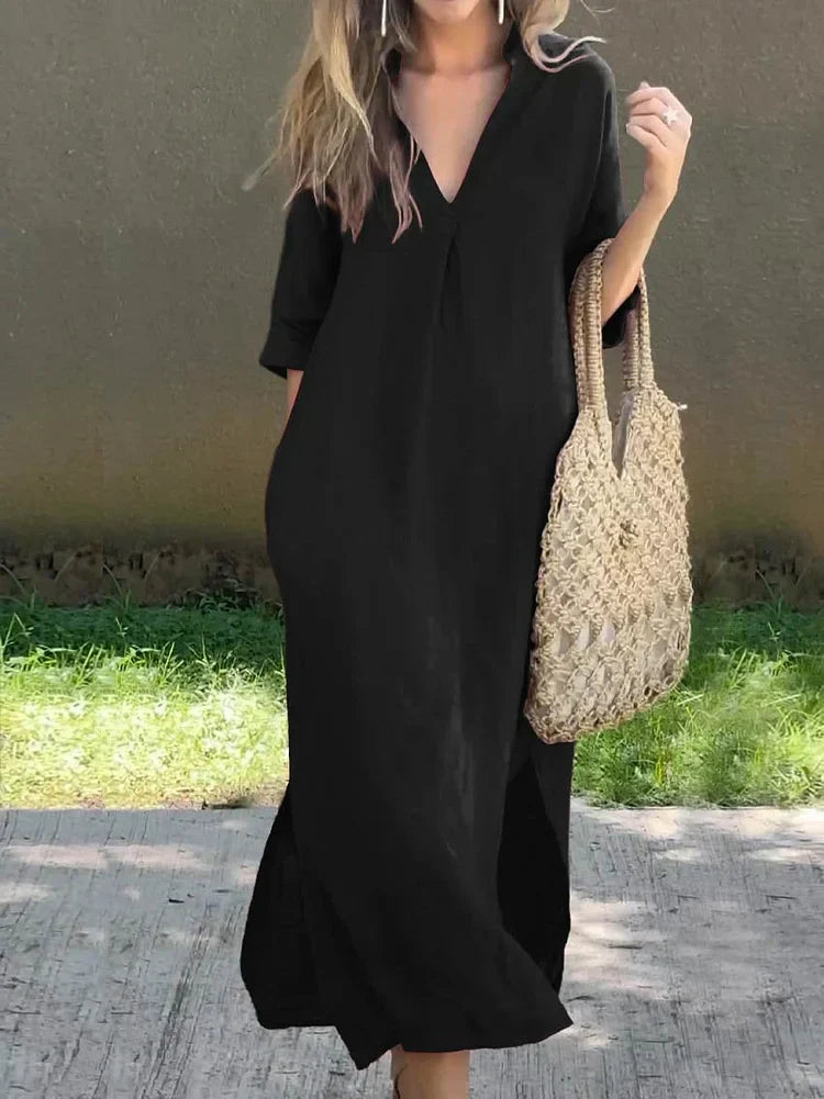 Nancy - Robe en Lin à Décolleté en V Polyvalente