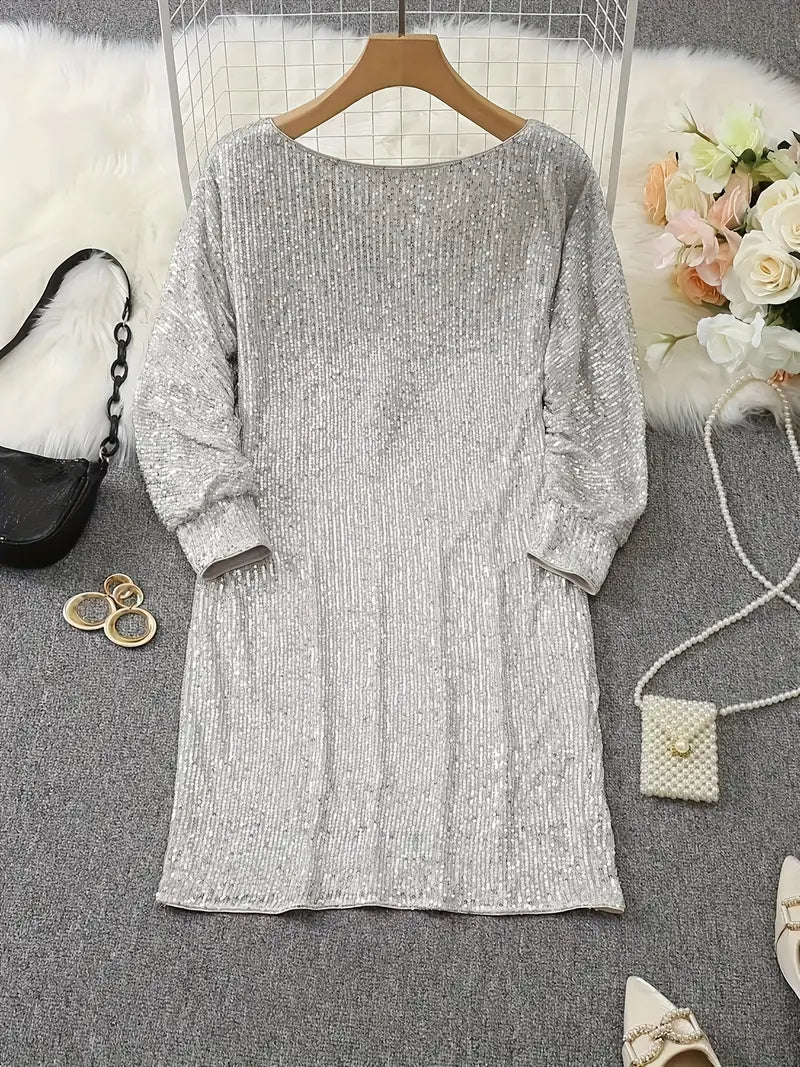 Robe À Paillettes col rond Soirée Pour Femme | Mini