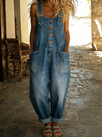 Rocio™ - Salopette décontractée en denim avec boucle réglable.