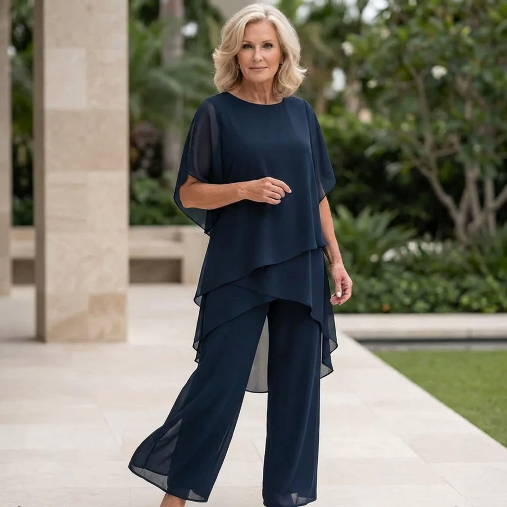 Costume avec pantalon palazzo drapé