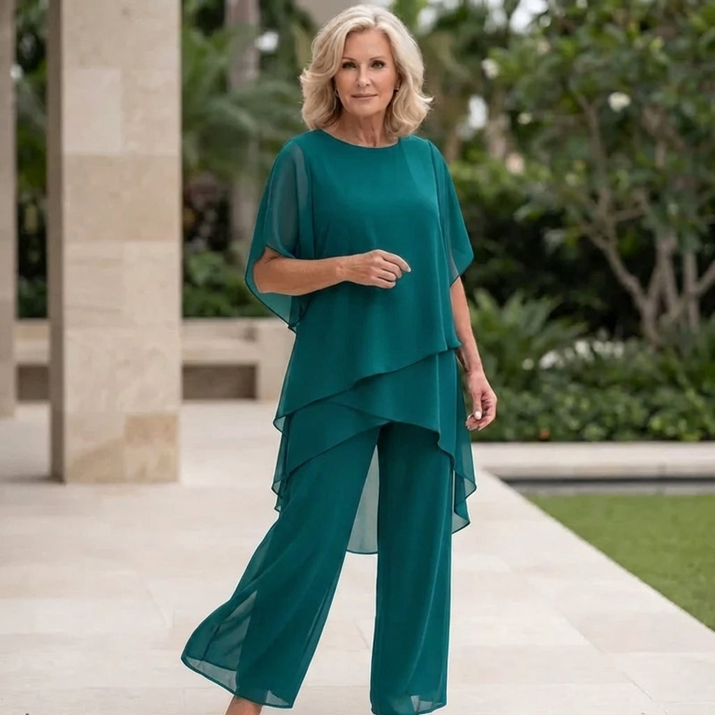 Costume avec pantalon palazzo drapé