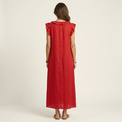 Robe Longue Josette - Élégance Fluide avec Volants
