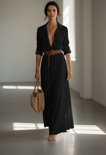 Robe Maxi Ilona – Chic et Intemporelle en Kaki
