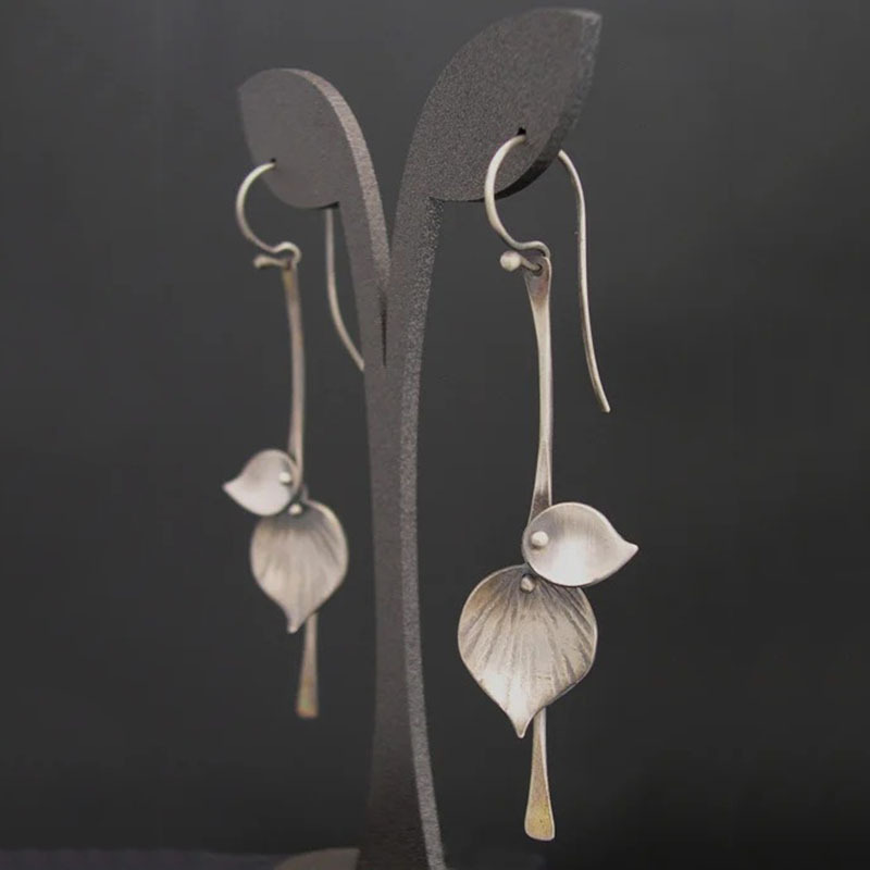 Boucles d'oreilles vintage en feuille d'argent