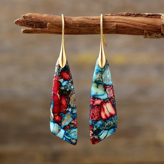 Boucles d'oreilles en pierre colorée intemporelles
