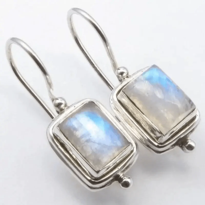 Boucles d'oreilles en pierre de lune carrées chics