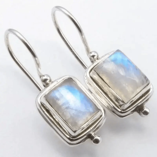 Boucles d'oreilles en pierre de lune carrées chics