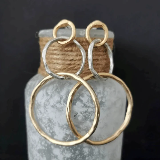 Boucles d'oreilles créoles en or et argent vintage