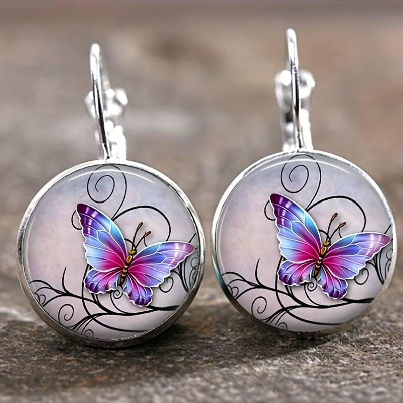 Boucles d'oreilles vintage en cristal en forme de papillon