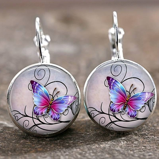 Boucles d'oreilles vintage en cristal en forme de papillon