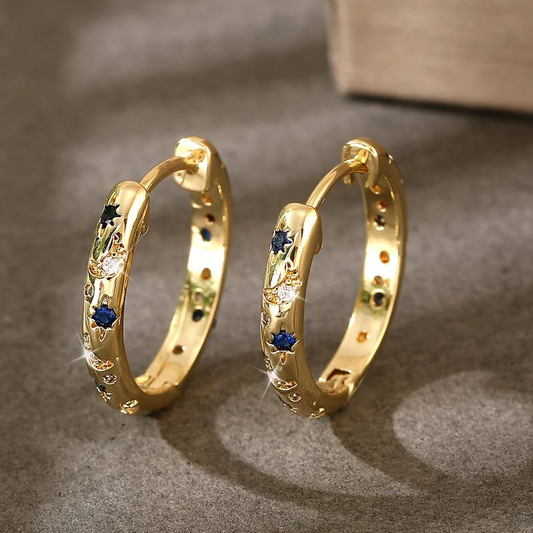 Boucles d'Oreilles Pendantes Brillantes en Or Vintage