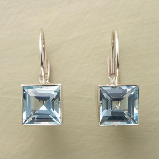 Boucles d'oreilles de récolte en verre bleu intemporel