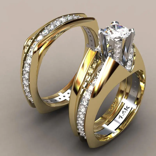 Bague en Cristal Plaqué Or Vintage