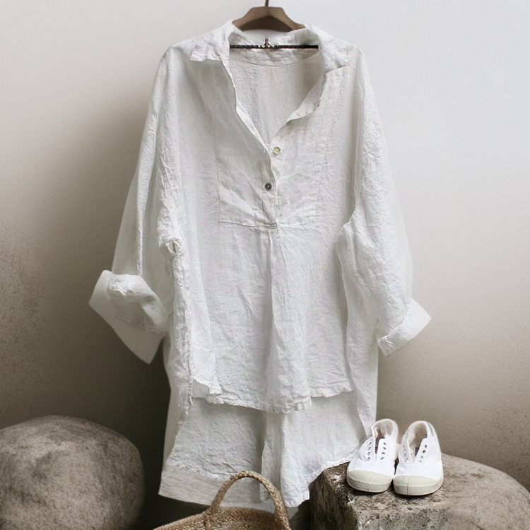 Jaila | Blouse Vintage avec Décolleté en V et Boutons