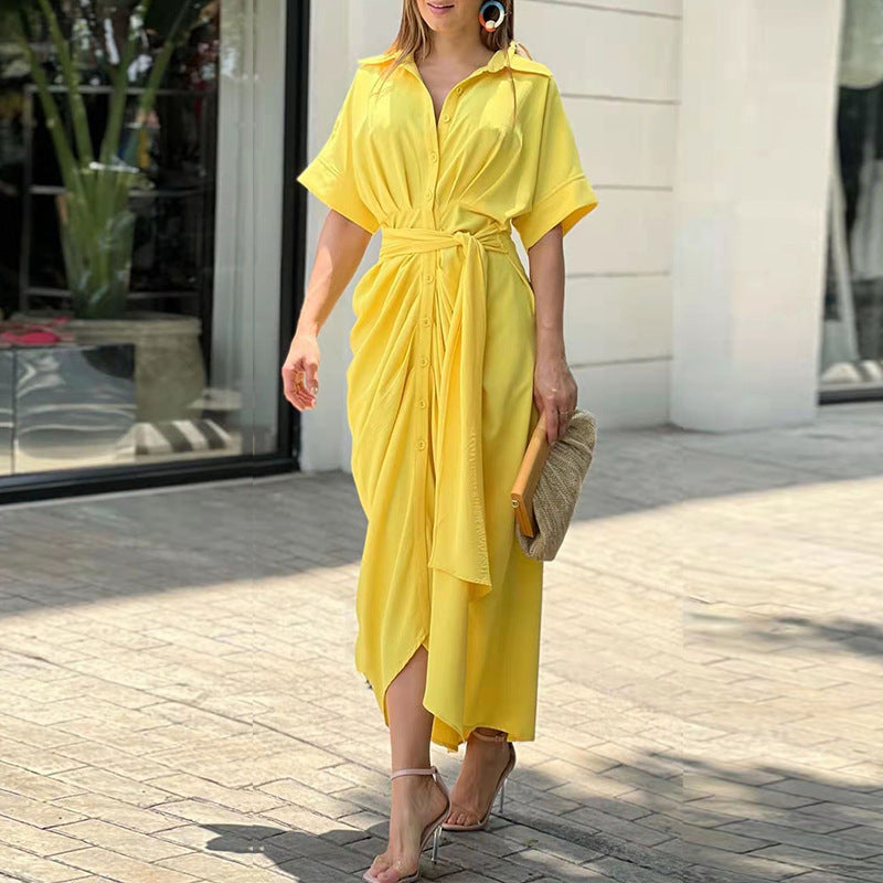 Fern - Robe à Col Volant et Taille Haute