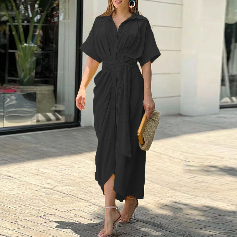 Fern - Robe à Col Volant et Taille Haute