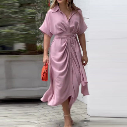Fern - Robe à Col Volant et Taille Haute