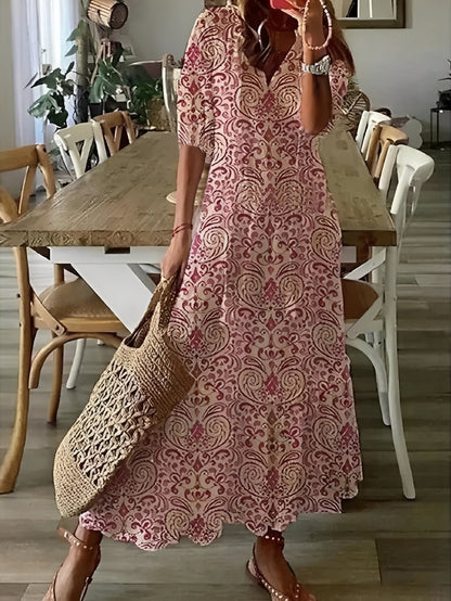 Esther - Robe maxi bohème à manches mi-longues pour femme