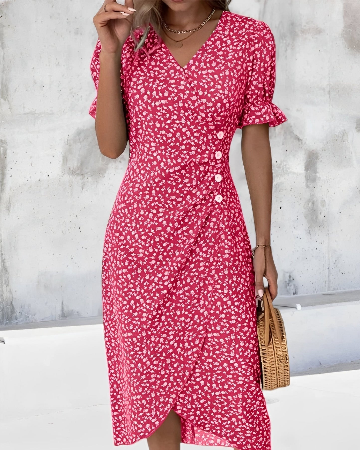 Rachael - Robe enveloppante décontractée avec imprimé floral pour femmes