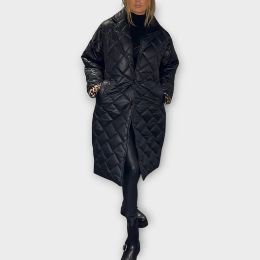 Veste Matelassée Réversible avec Doublure Léopard