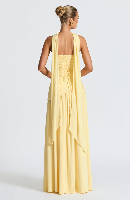Robe Maxi Sans Manches pour Femme avec Fente Haute et Taille Asymétrique