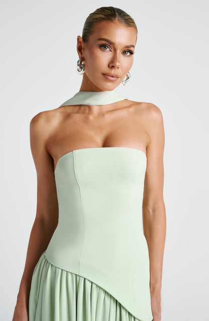 Robe Maxi Sans Bretelles pour Femme avec Fente Haute et Taille Asymétrique