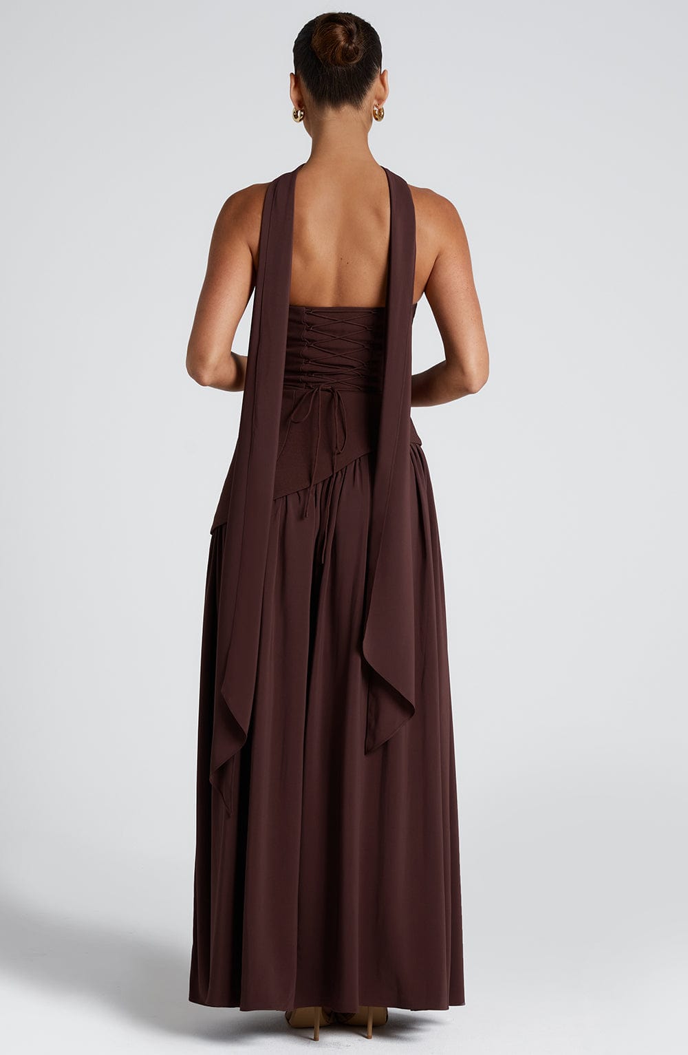 Robe Maxi Sans Manches pour Femme avec Fente Haute et Taille Asymétrique
