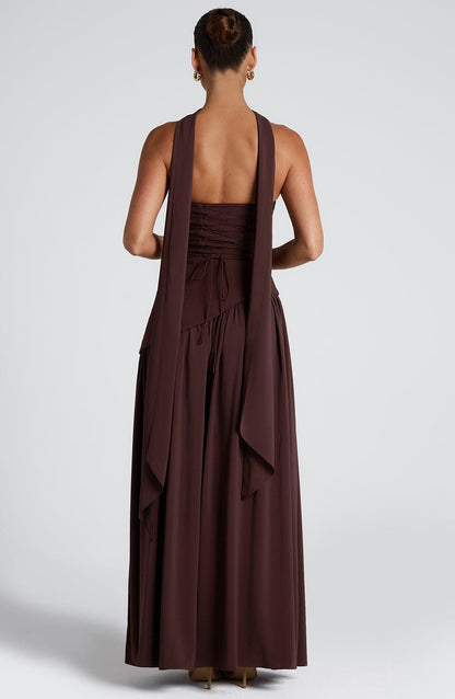 Robe Maxi Sans Bretelles pour Femme avec Fente Haute et Taille Asymétrique