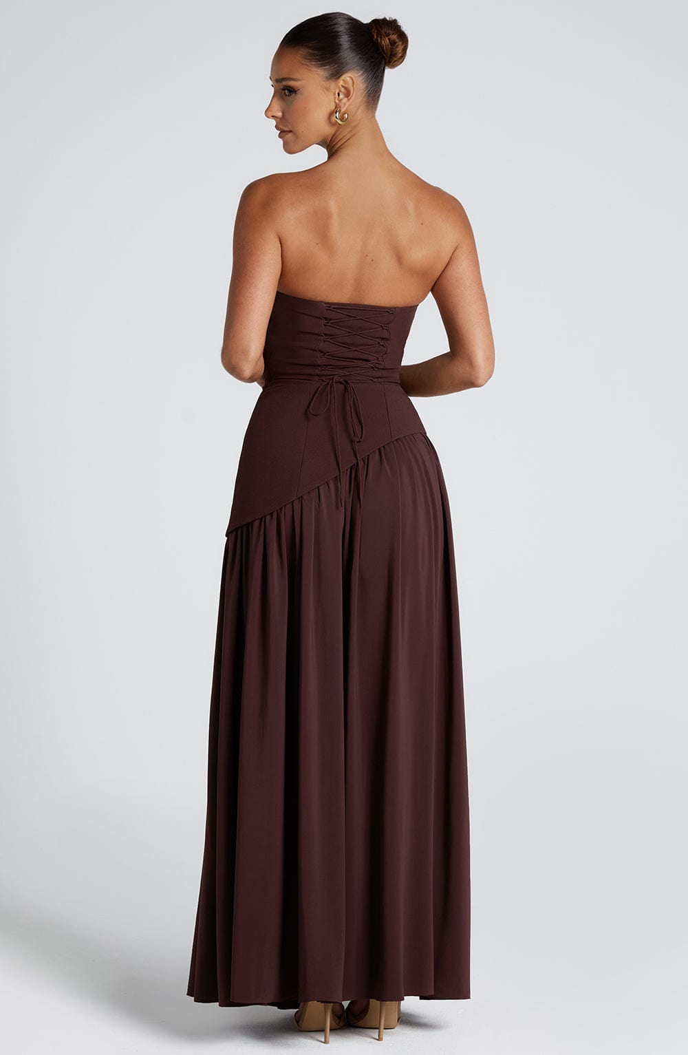 Robe Maxi Sans Manches pour Femme avec Fente Haute et Taille Asymétrique