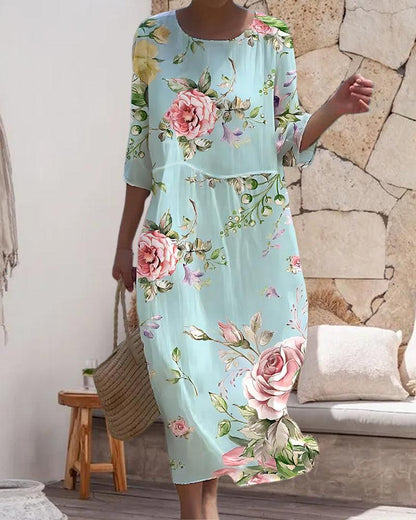 Miranda - Robe florale élégante avec couverture pour le ventre