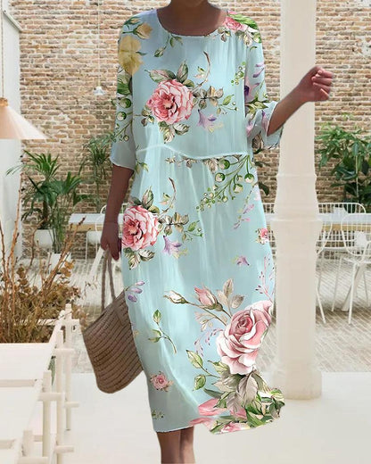 Miranda - Robe florale élégante avec couverture pour le ventre