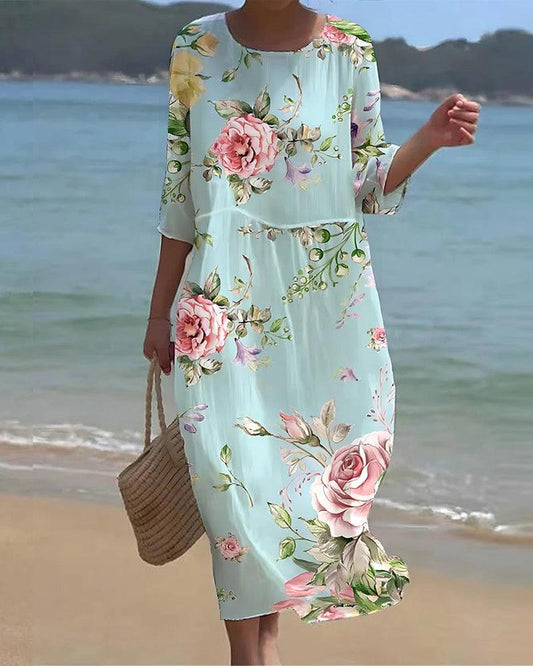 Miranda - Robe florale élégante avec couverture pour le ventre