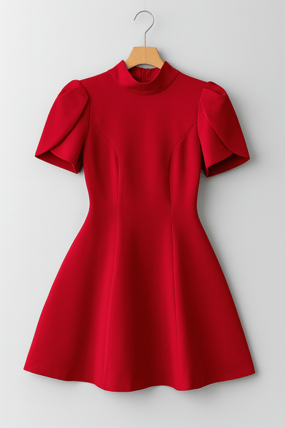 Robe Mini Structurée Michelle avec Manches Bouffantes