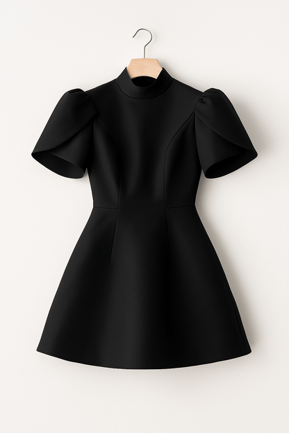 Robe Mini Structurée Michelle avec Manches Bouffantes