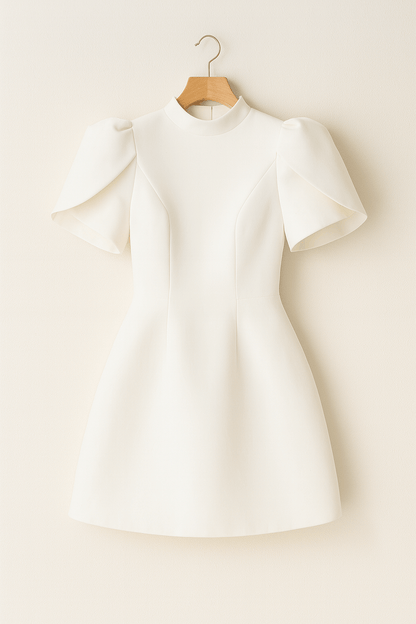 Robe Mini Structurée Michelle avec Manches Bouffantes
