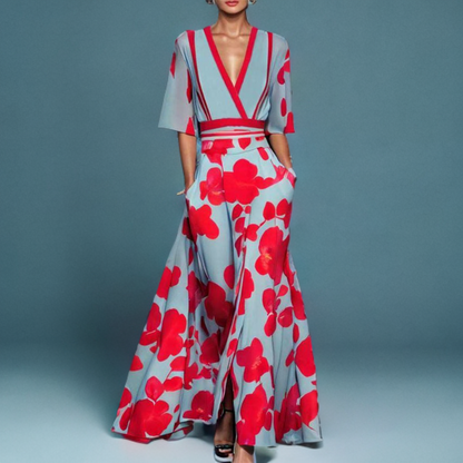 Robe Longue Col V - Élégance Intemporelle