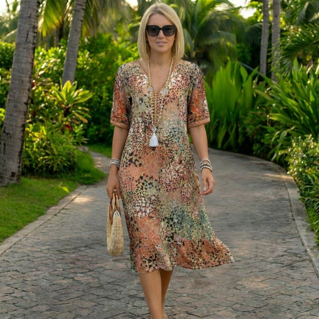Lunara | Robe Flottante avec Taille Sculptée