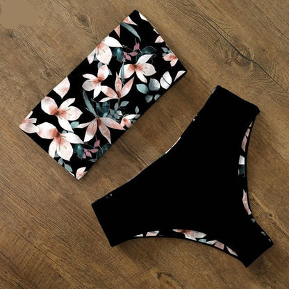AquaLivv - Bikini bandeau taille haute