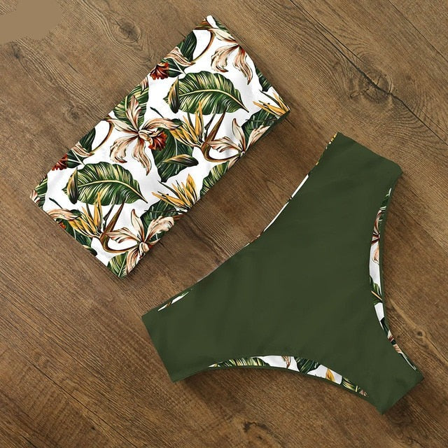 AquaLivv - Bikini bandeau taille haute