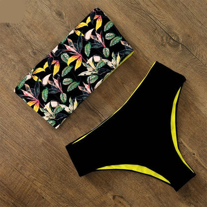 AquaLivv - Bikini bandeau taille haute