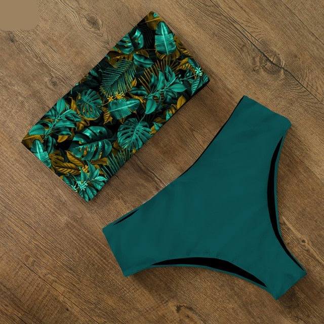 AquaLivv - Bikini bandeau taille haute