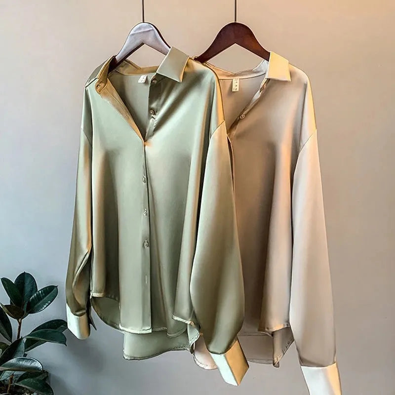 Olivia - Blouse en Satin de Luxe à Manches Longues