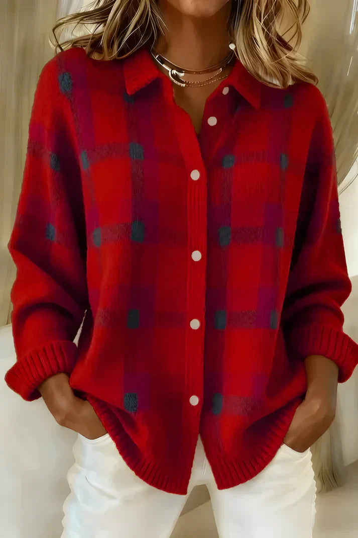 Gisèle – Pull en tricot à carreaux doux