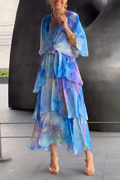 Sarina - Robe longue élégante en couleurs multiples