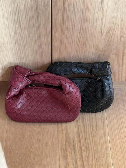 Sac à Main Tissé pour Femme avec Poignée Nouée et Forme Courbée